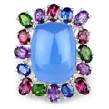 26.67 Carat Genuine Multi Stones .925 Sterling Silver Ring by Bids.com