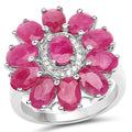 5.83 Carat Genuine Ruby and White Zircon .925 Sterling Silver Ring by Bids.com