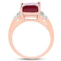 14K Rose Gold Plated 4.26 Carat Genuine Glass Filled Ruby and White Topaz .925 Sterling Silver Ring by Bids.com