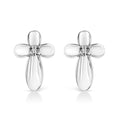 .925 Sterling Silver Prong Set Diamond Accent Floral Cross Stud Earring (I-J Color, I1-I2 Clarity) by Bids.com