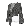 Fore Womens Crop Top Animal Print Tie Front, Size Medium by Vanessa Jane
