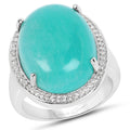 15.09 Carat Genuine Amazanite And White Topaz .925 Sterling Silver Ring by Bids.com