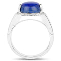 5.52 Carat Genuine Lapis and White Zircon .925 Sterling Silver Ring by Bids.com