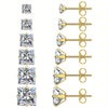 316 Stainless Steel Square Stud Earrings with Cubic Zirconia Accents