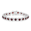 10.50 Ct Heart Red Garnet Prong Sterling Silver Tennis Bracelet