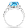 6.03 Carat Genuine Swiss Blue Topaz & White Topaz .925 Sterling Silver Ring by Bids.com