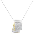 14K White and Yellow Gold 2.0 Cttw Princess Cut Diamond Two Tone Foldover Box Pendant 18â€ Box Chain Necklace (H-I Color, SI1-SI2 Clarity) by Bids.com