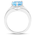 2.23 Carat Genuine Swiss Blue Topaz and White Topaz .925 Sterling Silver Ring by Bids.com