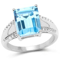 5.78 Carat Genuine Swiss Blue Topaz and White Topaz .925 Sterling Silver Ring by Bids.com