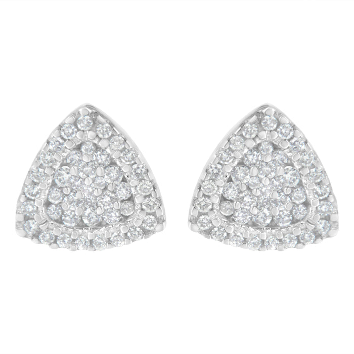 14K White Gold 1/2 cttw Trillion Shaped Diamond Stud Earrings (H-I Clarity, SI2-I1 Color) by Bids.com