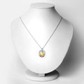 Round Pink Ruby Prong Silver Pendant Necklace by Fine Color Jewels