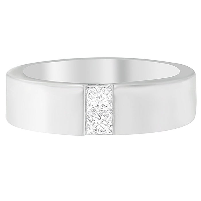 Men's 14K White Gold 1/4 ct.TDW Diamond Channel Band Ring (G-H, VS1-VS2) by Bids.com