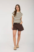 MULTI-COLOR STRIPE CREWNECK SLEEVELESS KNIT TOP by Boutique 23