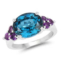 6.60 Carat Genuine London Blue Topaz & Amethyst .925 Sterling Silver Ring by Bids.com
