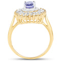 14K Yellow Gold Plated 2.16 Carat Genuine Tanzanite & White Topaz .925 Sterling Silver Ring by Bids.com