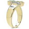 14K Yellow Gold Plated 1.86 Carat Genuine Blue Topaz, White Topaz & White Diamond .925 Sterling Silver Ring by Bids.com