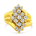 10K Yellow Gold Plated .925 Sterling Silver Diamond Cocktail Ring (1 1/2 Cttw, J-K Color, I1-I2 Clarity) - Size 7 by Bids.com