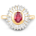 14K Yellow Gold Plated 2.44 Carat Glass Filled Ruby and White Topaz .925 Sterling Silver Ring by Bids.com