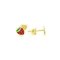 14k Yellow Gold Enameled Strawberry Childrens Earrings by Bids.com