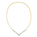 14K Yellow and White Gold 2.0 Cttw Princess Cut Diamond Flared and X-Station V Shaped 18â€ Franco Chain Statement Necklace (H-I Color, SI2-I1 Clarity) by Bids.com