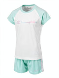 Champion Girls 2PC Mint Green Raglan Shirt Mesh Shorts Set Outfit, 3T by Vanessa Jane