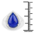 5.52 Carat Genuine Lapis and White Zircon .925 Sterling Silver Ring by Bids.com