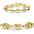 Cushion Yellow Citrine & Diamond Prong Silver Tennis Bracelet by Fine Color Jewels
