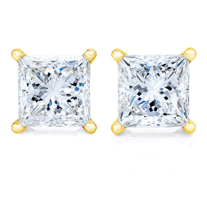14K Yellow Gold 1/3 Cttw Princess-Cut Square Near Colorless Diamond Classic 4-Prong Solitaire Stud Earrings (J-K Color, I1-I2 Clarity) by Bids.com