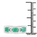 1.38 Carat Genuine Emerald and White Topaz .925 Sterling Silver Ring by Bids.com
