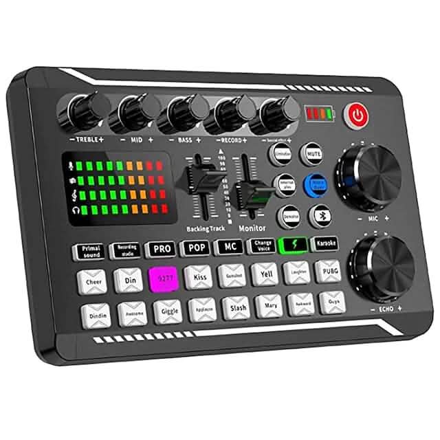 F998 Live Sound Card Audio Mixer Podcast Audio Interface with DJ Mixer Effects by DailySale