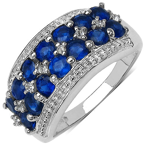 2.00 Carat Genuine Kyanite & White Topaz .925 Sterling Silver Ring by Bids.com