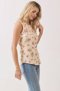 Floral Ribbed Tank Top by Boutique 23