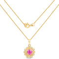 0.59 Carat Genuine Ruby and White Diamond 14K Yellow Gold Pendant by Bids.com