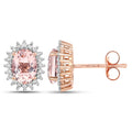 1.61 Carat Genuine Morganite and White Diamond 14K Rose Gold Earrings by Bids.com