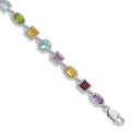 Natural Multi Stone Sterling Silver Birthstone Bracelet by Fine Color Jewels