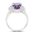 5.55 Carat Genuine Amethyst & White Topaz .925 Sterling Silver Ring by Bids.com