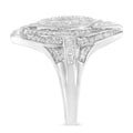 .925 Sterling Silver & 1-1/8 Cttw Diamond Marquise Shaped Cluster Triple Halo Knot Cocktail Fashion Ring (I-J Color, I2-I3 Clarity) - Size 6 by Bids.com