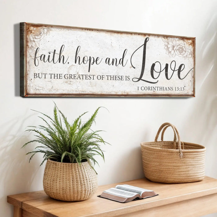 Faith Hope And Love 1 Corinthians 13:13 Faith Sign by Tailored Canvases