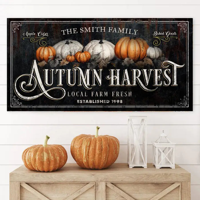 Family Autumn Harvest Thanksgiving Sign by Tailored Canvases