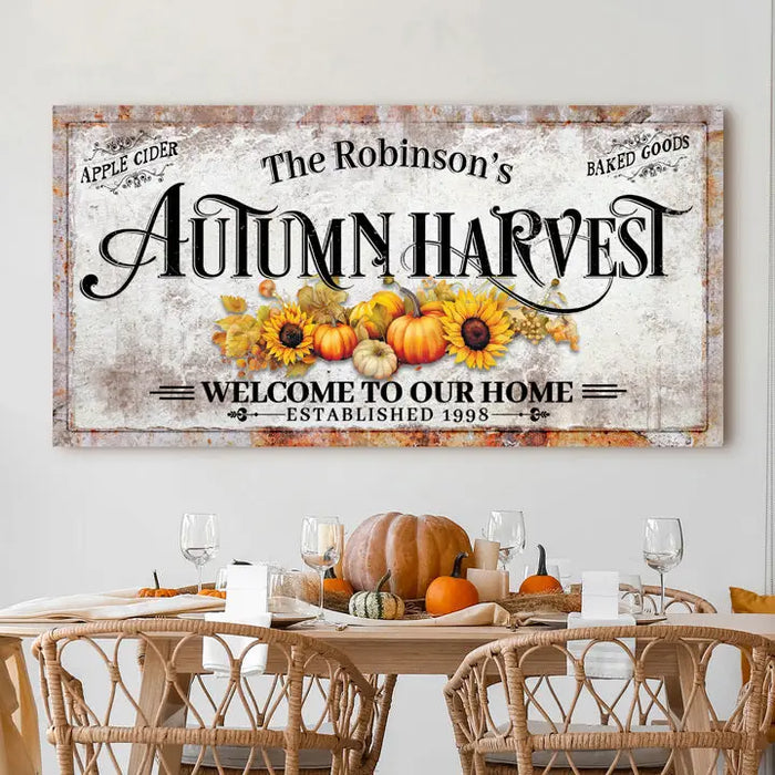 Family Autumn Harvest Thanksgiving Sign II by Tailored Canvases