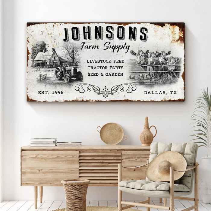 Family Farm Supply Sign by Tailored Canvases
