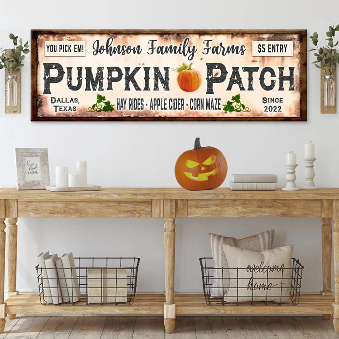 Family Farms Pumpkin Patch Sign by Tailored Canvases