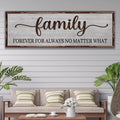 Family Forever For Always No Matter What Sign by Tailored Canvases