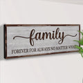 Family Forever For Always No Matter What Sign by Tailored Canvases
