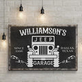 Family Garage Jeep Sign by Tailored Canvases