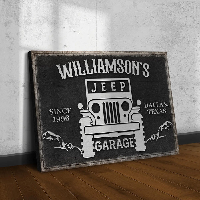 Family Garage Jeep Sign by Tailored Canvases
