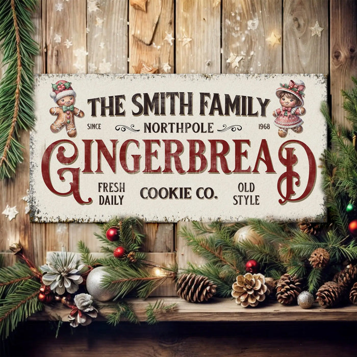 Family Gingerbread Bakery Christmas Sign by Tailored Canvases