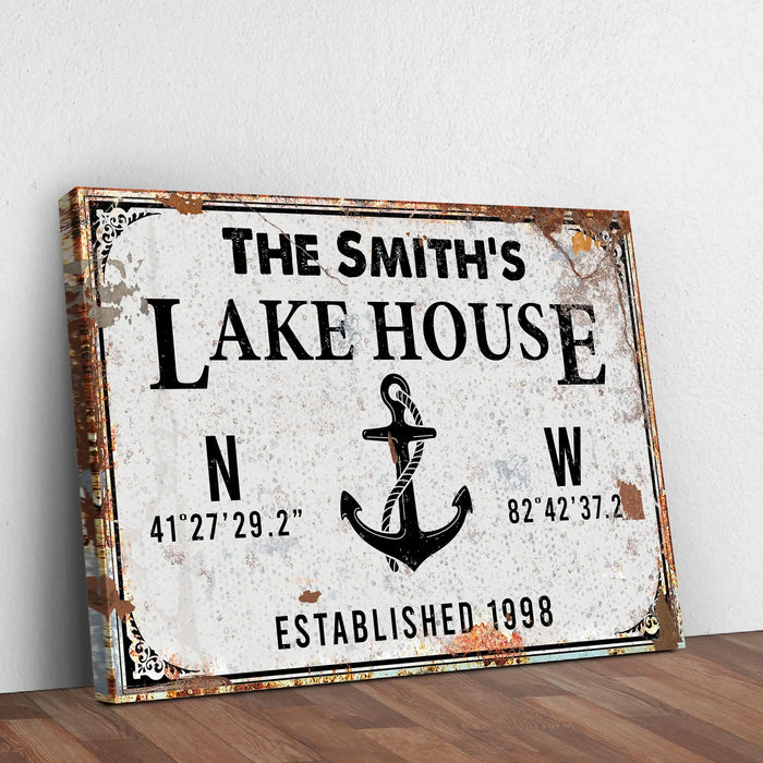 Family Lake House Anchor Sign by Tailored Canvases