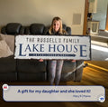 Family Lake House Arrow Sign by Tailored Canvases