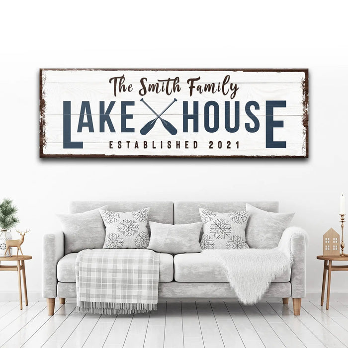 Family Lake House Arrow Sign II by Tailored Canvases